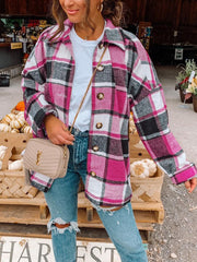 Fashion Flannel Plaid Shacket Jacket