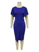 Fashion Sleeve Round Neck High Waist Dress