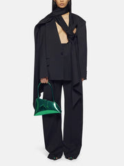 Scarf Collar Hollow Out Blazer Straight Pants Suit