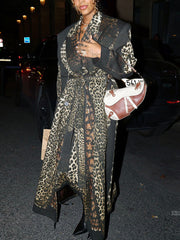 Fashion Leopard Print Belted Trench Coat