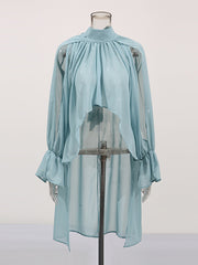 Elegant Mesh Off Shoulder Asymmetric Blouse