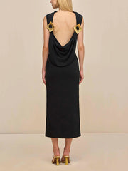 Elegant Sleeveless Slim Backless Maxi Dress