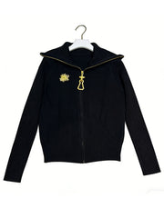 Casual Long Sleeve Zipper Knit Cardigan Tops Coat