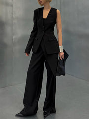 Fashion Single Sleeve Irregular Blazer Pants Suit
