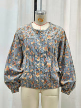 Vintage Round Collar Print Batwing Sleeve Denim Jacket