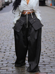 Fashion Detachable Pocket Cargo Wide Leg Pants