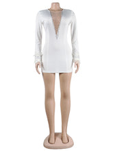 Rhinestone Feather Sleeve Package Hip Mini Dress