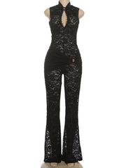 Sexy Lace See through Sleeveless Slim Jumpsuit