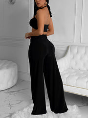 Sexy Halter Top Wide Leg Pant Set