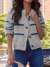 Casual Button Striped Loose Cardigan
