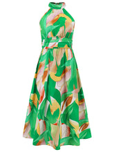 Fshion Halter Print Sleeveless Long Dress