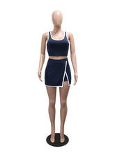 Casual Cropped Tank Vest And Short Skirt Sports Set