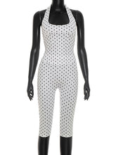 Sexy Polka Dot Halter Corset Top Capri Pants Set