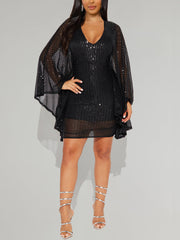 Sexy Sequin Tulle V-Neck Evening Dress