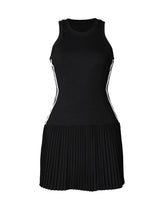 Sexy Stripe Vest Patchwork Sleeveless Pleated Dress