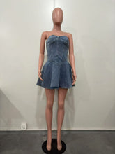 Sexy Strapless Denim Corset Mini Dress