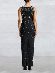 Sexy Rhinestone U Neck Sleeveless Party Club Dress