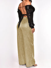 Retro Sequin High Waist Wide Leg Trousers