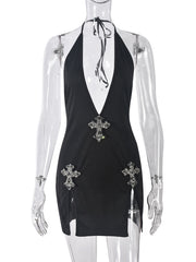 Stylish Chic Halter Backless Mini Dress