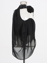 Backless Halter Cute Flower Asymmetrical Top