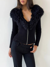 Casual Faux Fur Ribbed Knit Sweater
