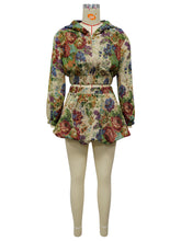 Fashion Hooded Zipper Jacquard Skirt Sets