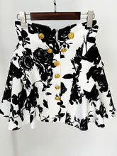 Fashion Print Rose Mini Skirt