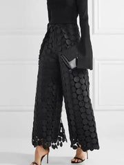 Solid Color Round Piece Tassels Straight Pants