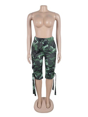 Casual Camo High Waist Cargo Shorts