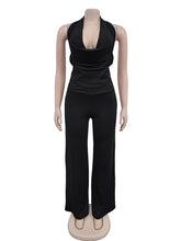 Halter Wing Neck Backless Wide Leg Jumpsuits