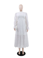 Elegant Hollow Out Cinched Waist Holiday Dress