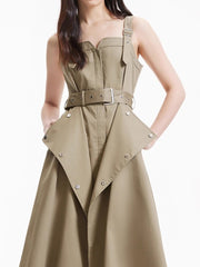 Fashion Zipper Waist Belt Shoulder Strap Dress