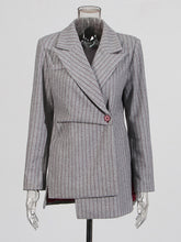 Fashion Notched Collar Striped Slim Slit Blazer