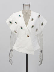 Rhinestone Embellishment V Neck Slim Vest Top