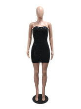 Sexy Strapless Glitter Sequin Bodycon Mini Dress