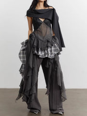 Fashion Irregular Ruffles Spaghetti Strap Slip Dress