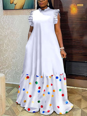 Fashion Leopard Print Patchwork Loose Maxi Dress