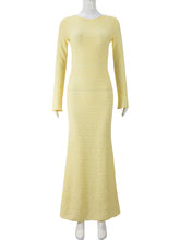 Sexy Backless Bell Sleeve Bodycon Maxi Dress