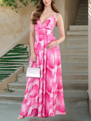 Fashion Strap Floral Print Slim Maxi Dress