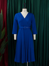 V-Neck Pleated Elastic Elegant OL Dress