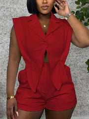 Fashion V-neck Sleeveless Button Romper