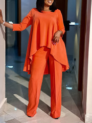 Round Neck Loose Top and Trousers Casual Set