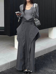 Fashion Long Sleeve Patchwork Ruffles Maxi Dress