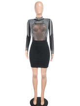 Sexy Rhinestone Embellished Mesh Nightclub Mini Dress