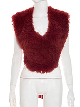 Sexy Halter Backless Lace-up Furry Vest Top