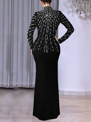 Elegant Beading Embellished Bodycon Maxi Dress