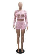 Embroidered Sheer Mesh Crop Top And Chic Shorts Sets