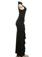 Half A Turtleneck Sleeveless Slim Maxi Dress