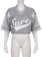 Casual Print Mesh Cloth Patchwork Cropped T-shirt