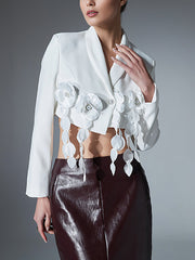 Fashion Cropped Patchwork Flower Blazer